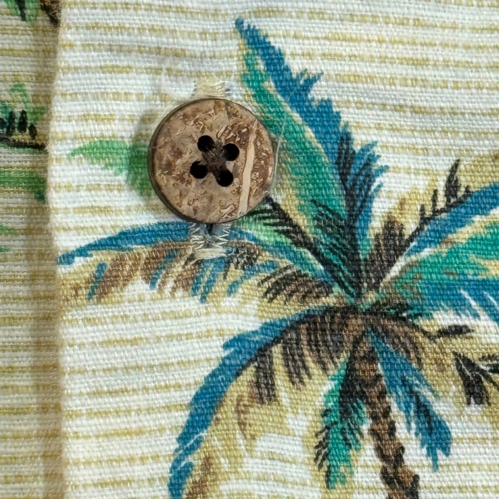 Joe Marlin Shirt Men's 3XLT Beige Palm Tree Print Short Sleeve Button Up - Picture 14 of 14